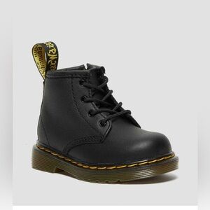 Dr. Martens Kids Black Boots with Yellow Stitching